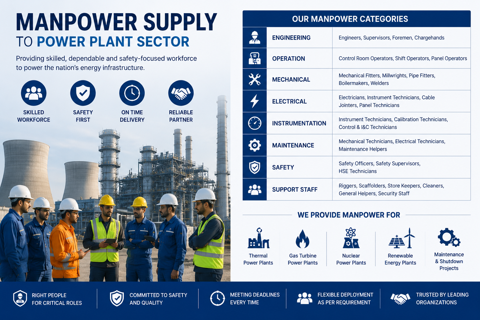 Manpower supply to power plant sector